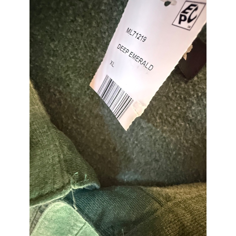 Lazer Mens Relaxed Fit Button Front Burnt Fleece‎ Shirt Jacket Deep Emerald XL - Picture 7 of 11